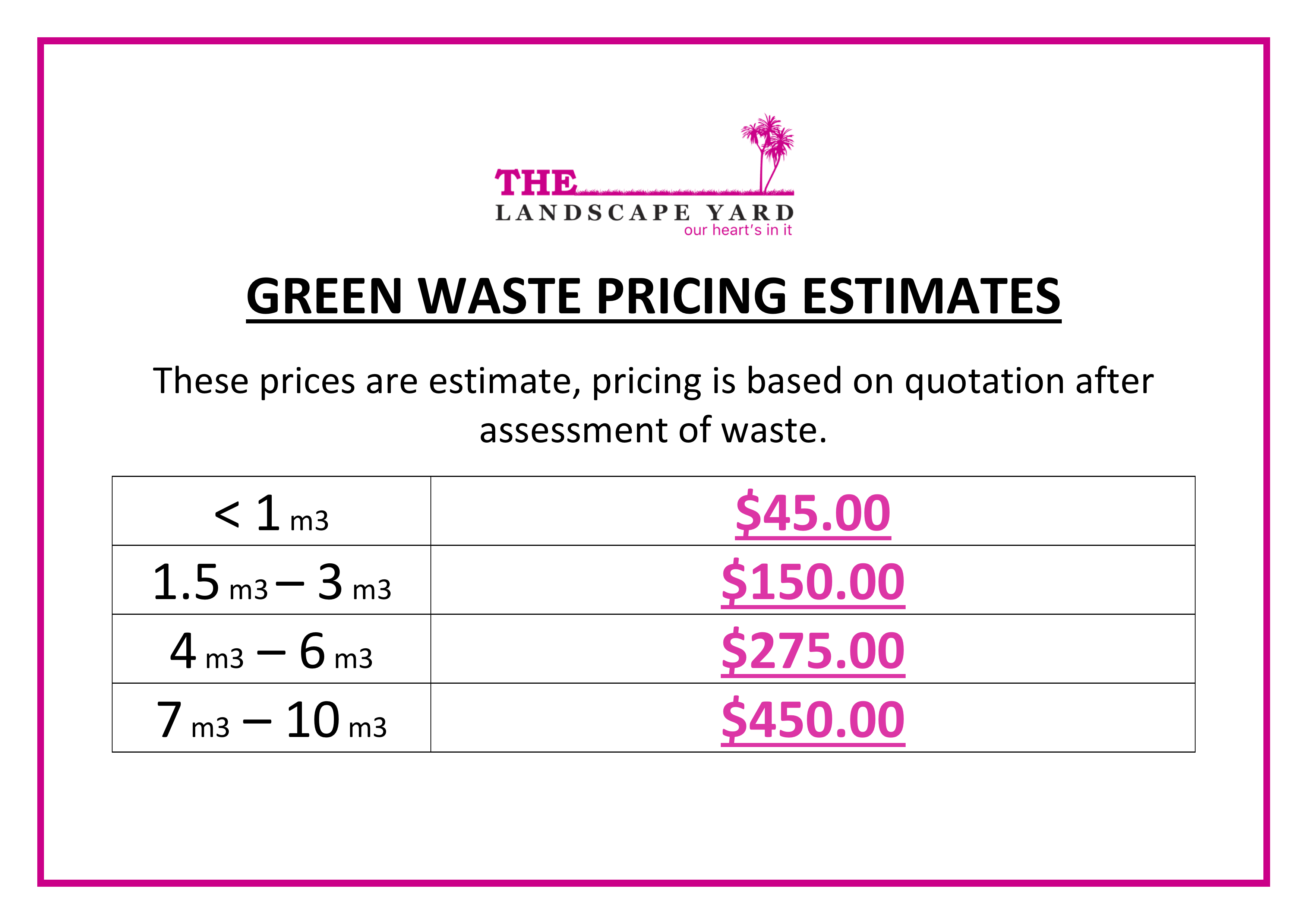 Green Waste Pricing